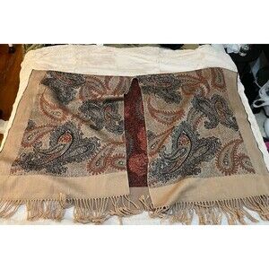 Brown Red And Black Paisley Tapestry Shawl